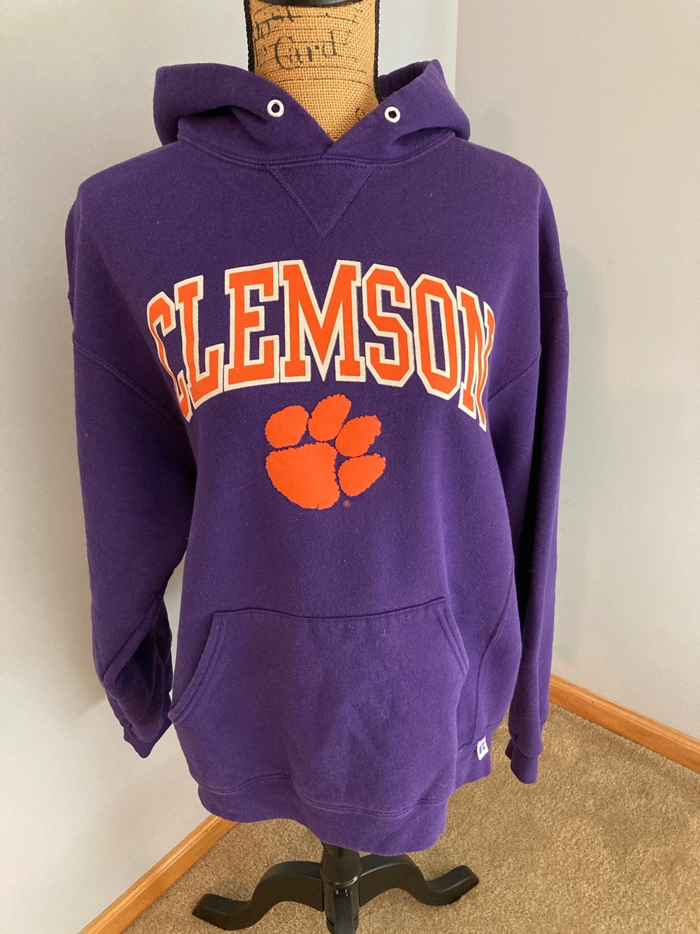 Russell Athletic Purple Hoodie Orange Clemson Tigers Men Size Large